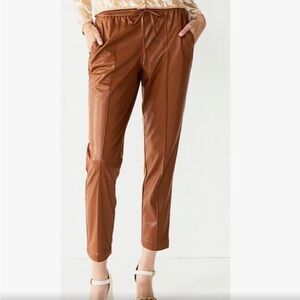 Nine West Faux Leather Jogger Pants Brown Size XL